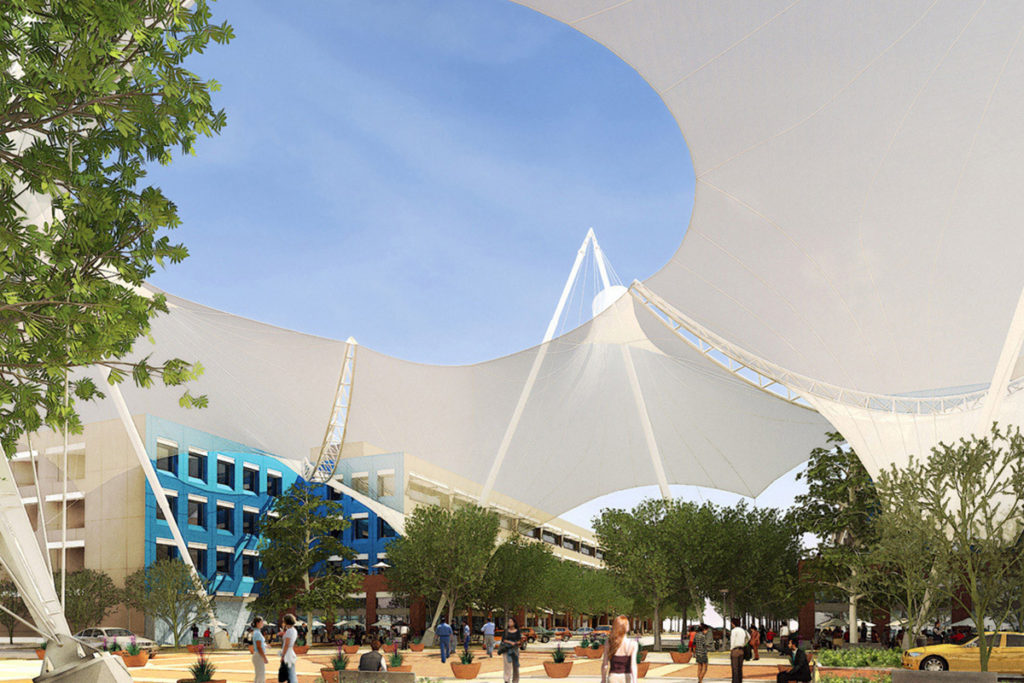 Mái che chóp phễu Skysong bao phủ không gian rộng lớn