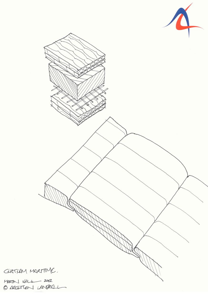 Phác thảo phần đệm cách nhiệt cho mái màng căng của dự án.