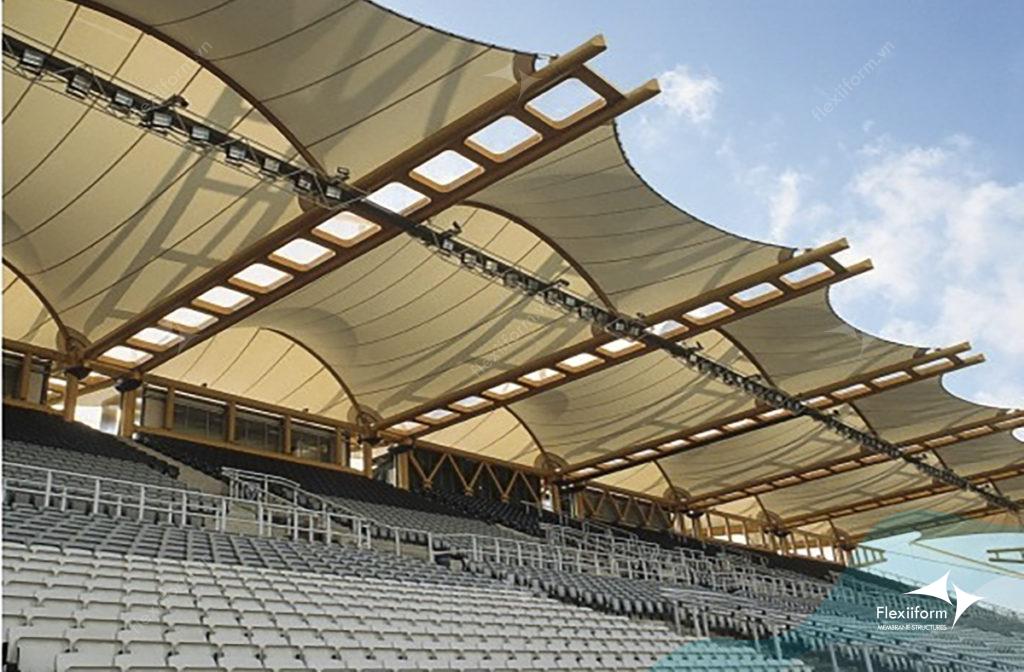 Mẫu mái che sân thể thao khu vực khán đài với hiệu quả bảo chứng (Don Valley Stadium)