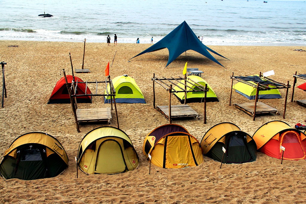 Thi công mái che bạt căng - Mái che khu beach camp