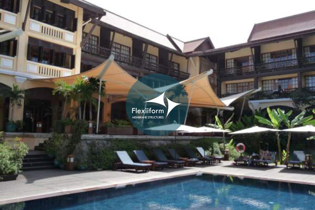 Mái che resort Victoria Angkor hoàn thiện.