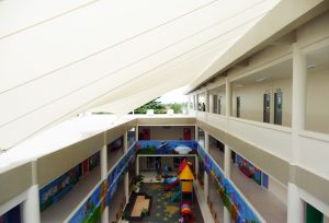 Dự Án 11 Mái che bạt căng khu sinh hoạt trường học
