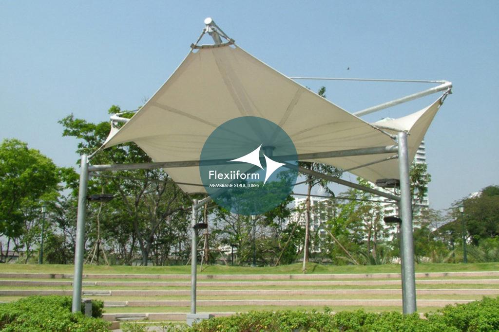 Tổng quan dự án mái che công viên ven sông tại Benchakitti Park.