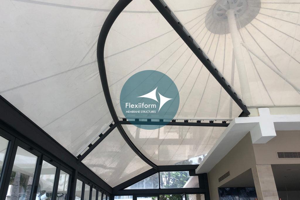 Chi tiết hệ thống mái che hai lớp ETFE và PVDF.