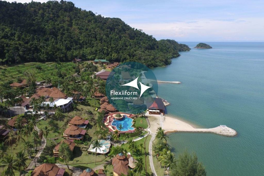 Tổng quan dự án mái hiên nhà hàng biển tại The Aiyapura Koh Chang.