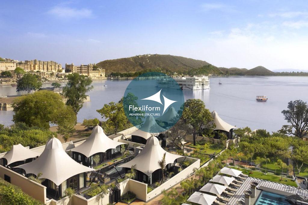 Tổng quan dự án mái che bungalow tại The Leela Palace Udaipur.