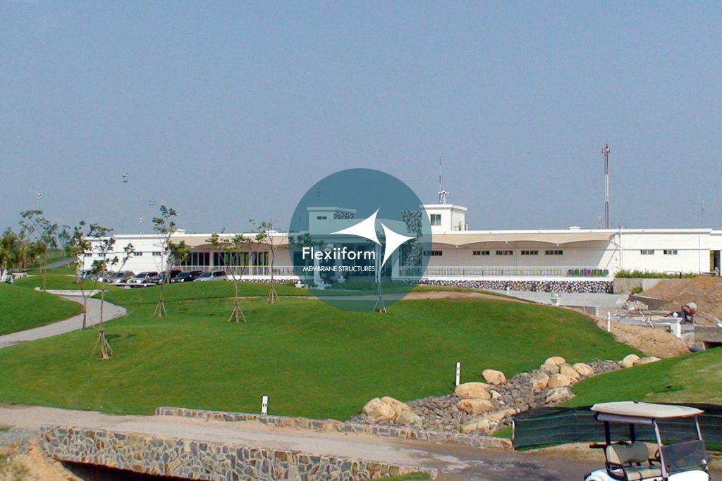 Chi tiết kết cấu mái che sân golf dạng nón.