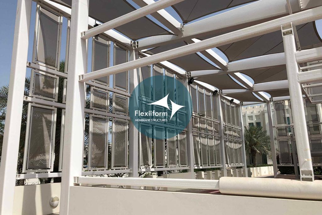 Tổng quan dự án mái che sân bóng rổ tại UAE.