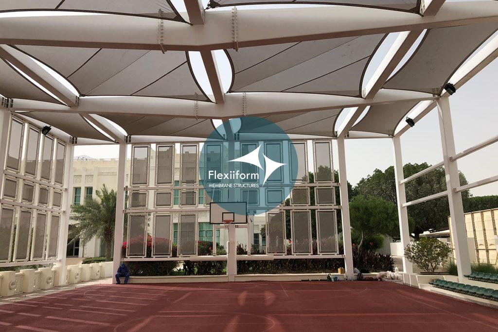 Mái che sân bóng rổ UAE hoàn thiện.