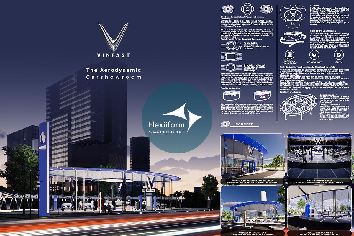 Vinfast_mái che bạt căng showroom 13
