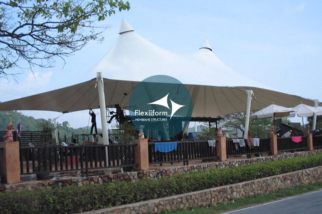 Tổng quan dự án mái che dạng chóp tại khu du lịch Winery Pattaya.