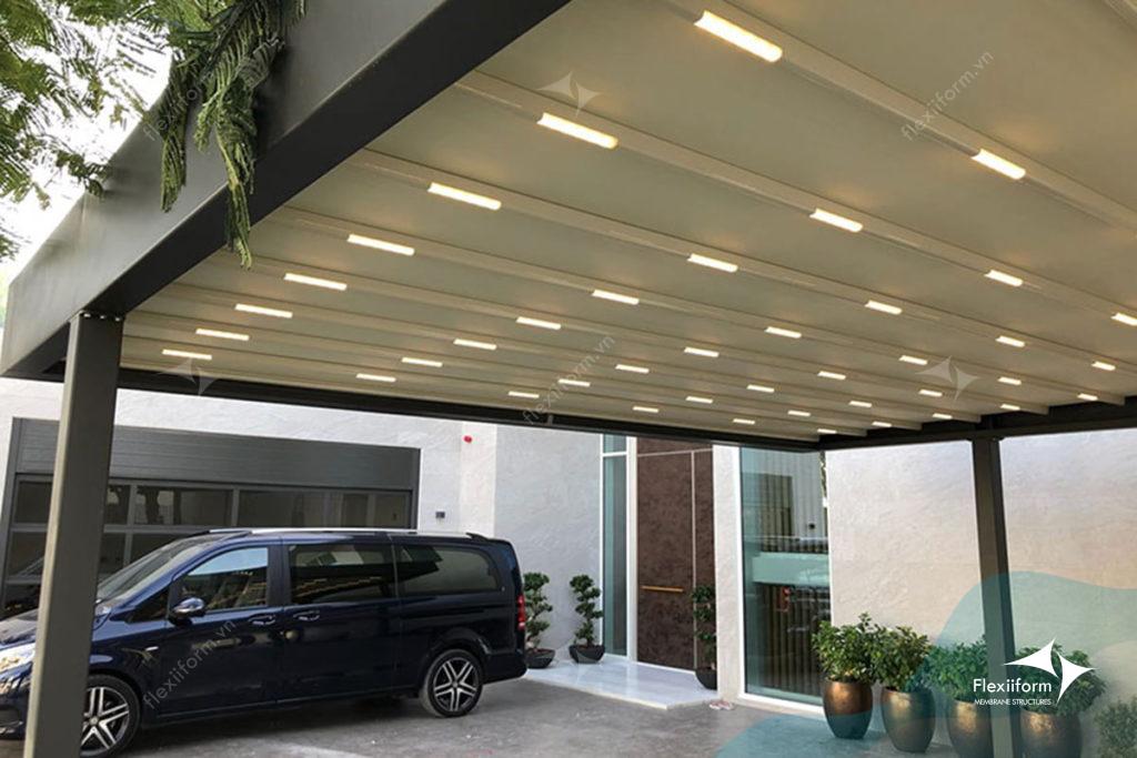 Mẫu mái hiên biệt thự - dạng di động tại khu vực nhà xe