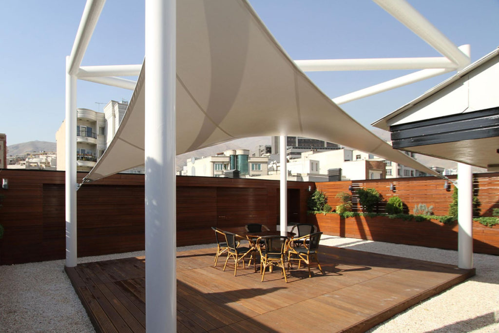 Mẫu mái che cánh buồm_sân vườn_Mahmoodieh Roof garden_Tehran_Iran
