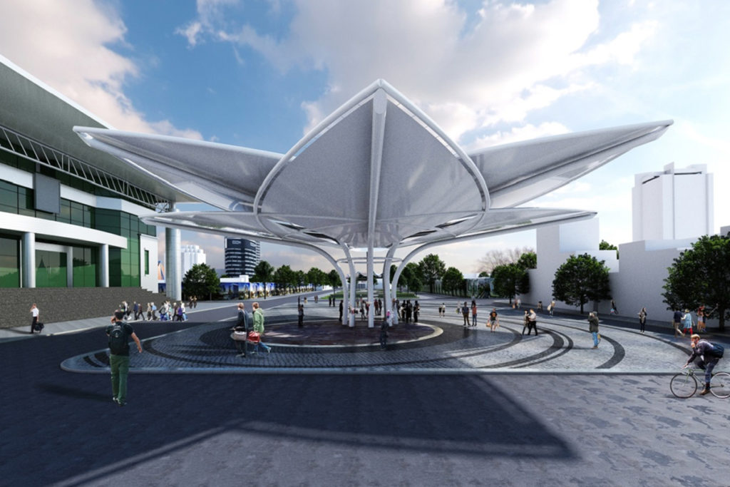 Thi công mái che bạt căng Đà Nẵng Hội An - Mái che quảng trường trung tâm