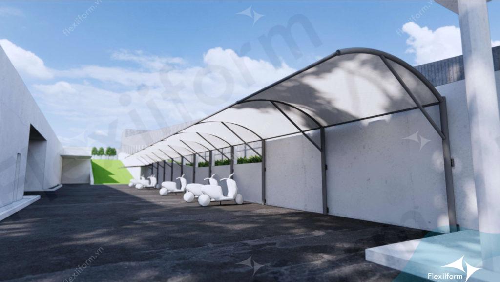 Mái che bạt căng bãi đỗ xe trường quốc tế Pháp
