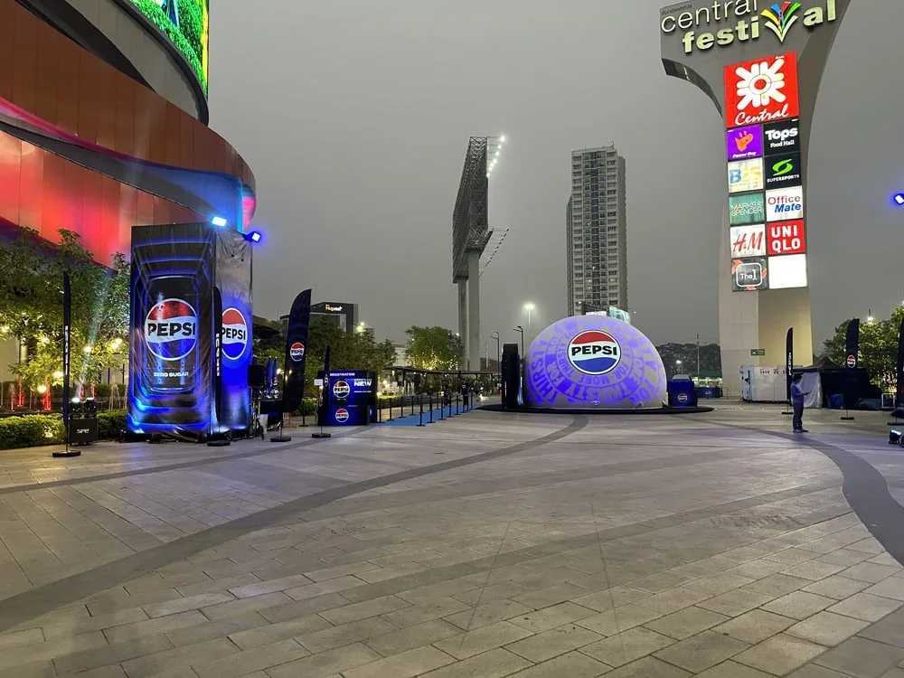 Dome trình chiếu - Sự kiện Pepsi Roadshow Thailand | Nguồn ảnh: Fulldome.pro - Linh hoạt và dễ dàng lắp đặt