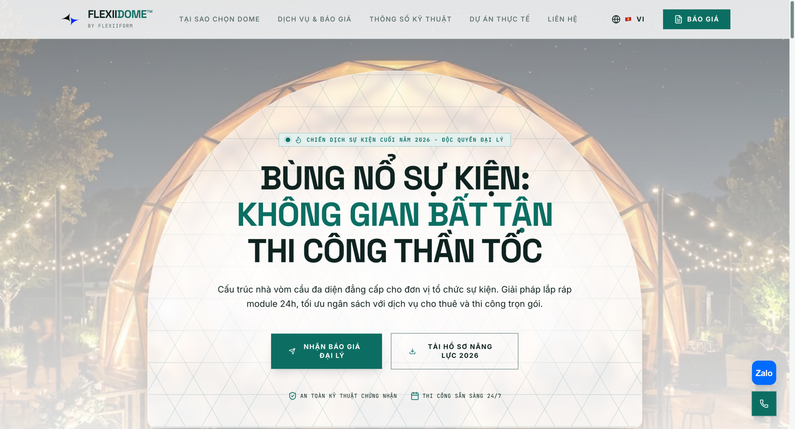 Flexiiform_Website thuê dome sự kiện