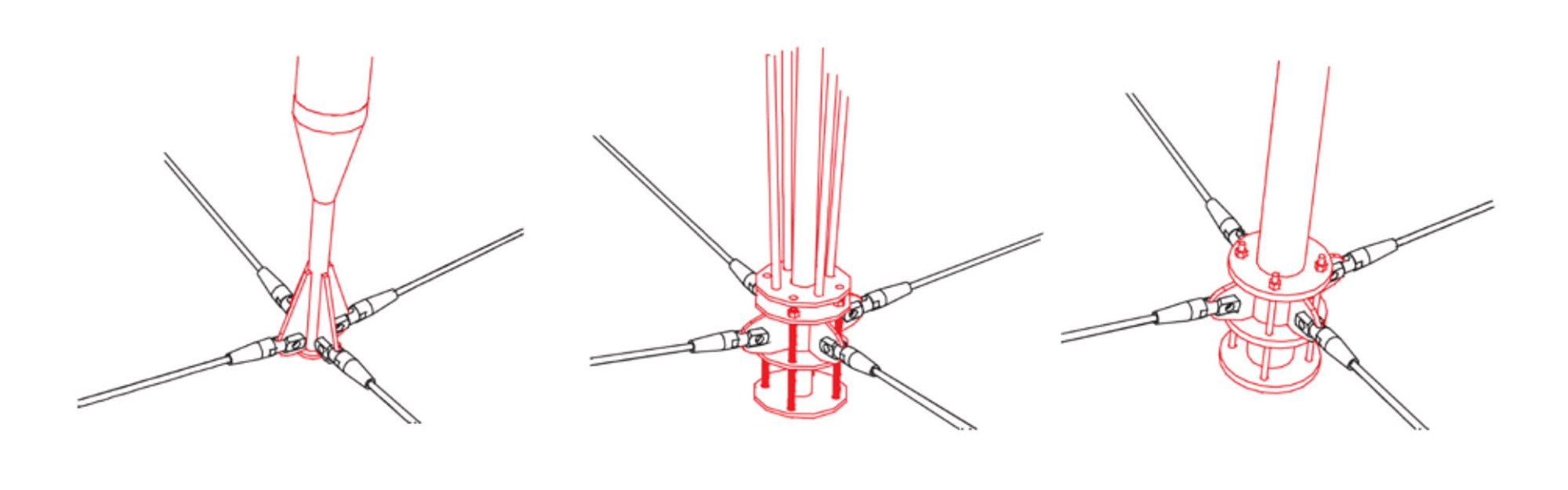 Technical details of stretched canvas for typical suspended mast architecture using cable car_Flying Mast