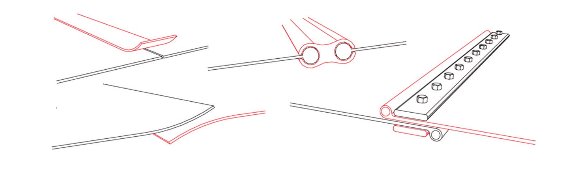 Some ways to show seam details in stretched canvas structures._Seamline